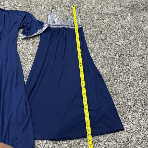 JONES NEW YORK Blue Adjustable Strap Nightgown and Belted Robe Set, Size Medium - Picture 4 of 9